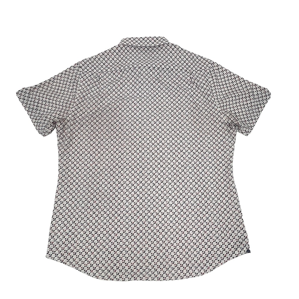 7 Diamonds 4 Way Stretch Geometric White Freedom Train Shirt Mens XL Button Up - Picture 6 of 10
